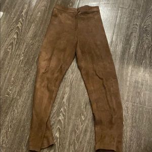 Brown Suede straight leg pants